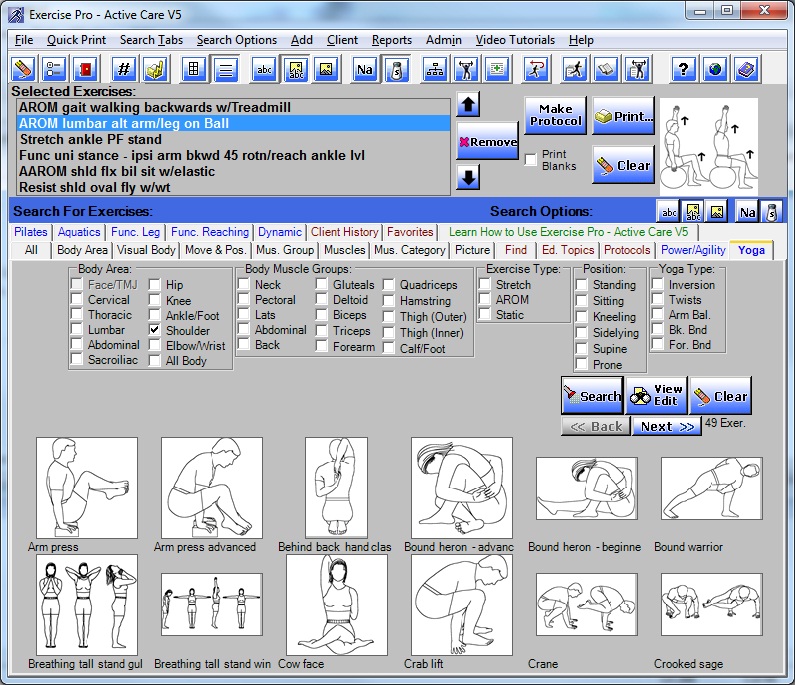 Exercise Pro Active Care Search Screen 3